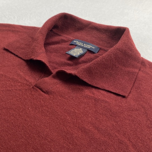 Banana Republic Stretch Merino Wool Blend Johnny Collar Long Sleeve Sweater Polo - Picture 7 of 16